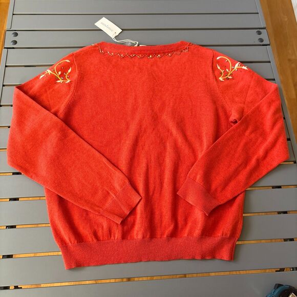 Sundance Cardigan Womens L Orange Salado Paisley Floral Embroidery Sequin NEW - Picture 4 of 11